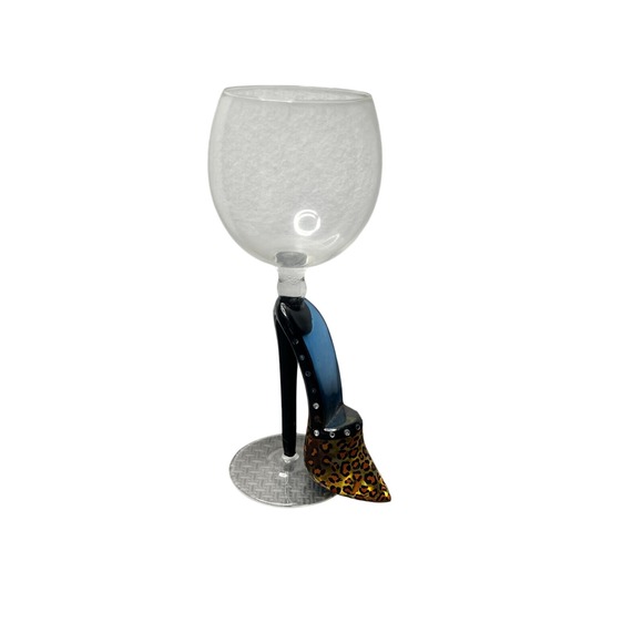 Super Figural Glass and Rhinestone Wine Glass by Yurana Designs Shoe Heel Pumps - Picture 1 of 12
